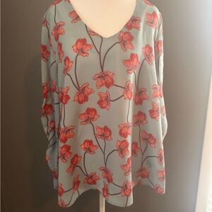 West Kei Red Floral Blouse - light blue